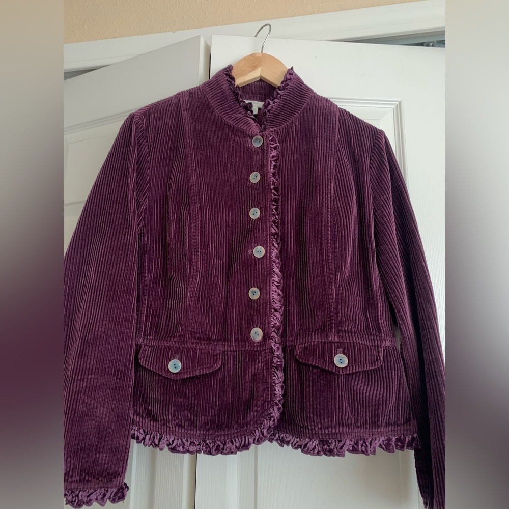 Witchy/ Gilmore girls vibes J.Jill  boho purple ruffle blazer - Picture 3 of 9